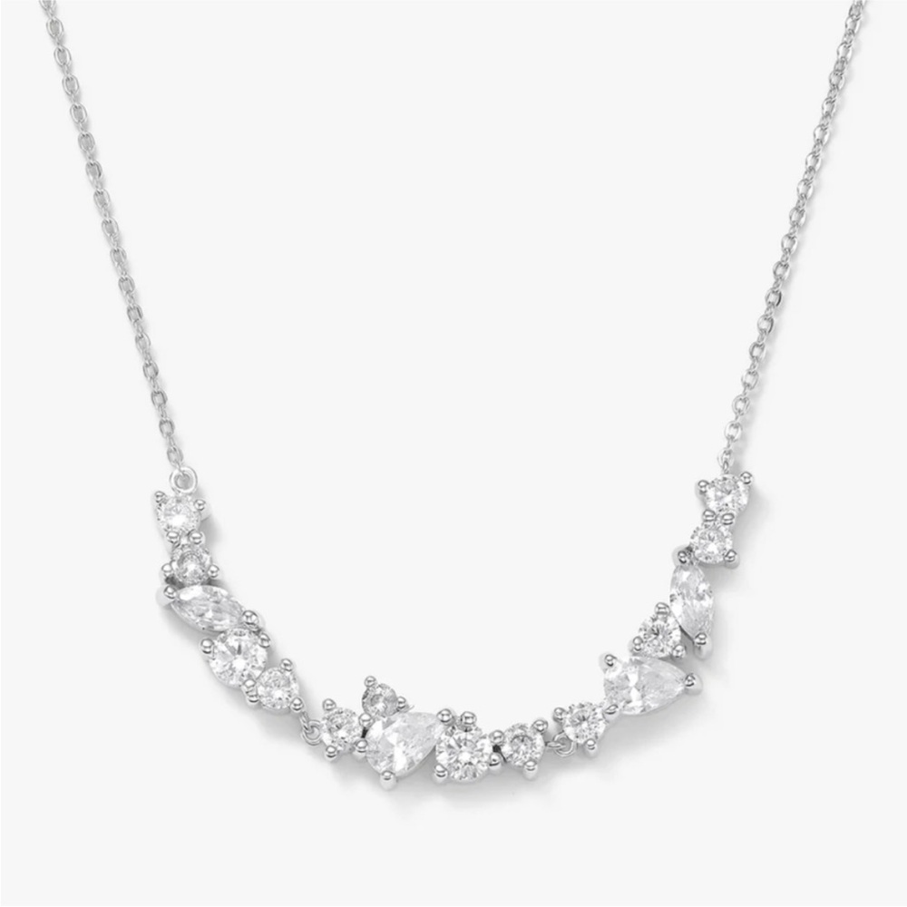 Melinda Maria Silver Crystal Cluster Necklace